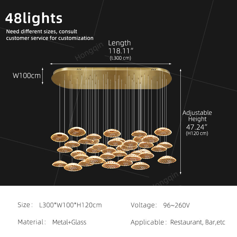 Luxury Ripple Water Glass Chandelier Living Room Kitchen High Ceiling Hanging Lights Art Dining Room Island Bar Pendant Lamp