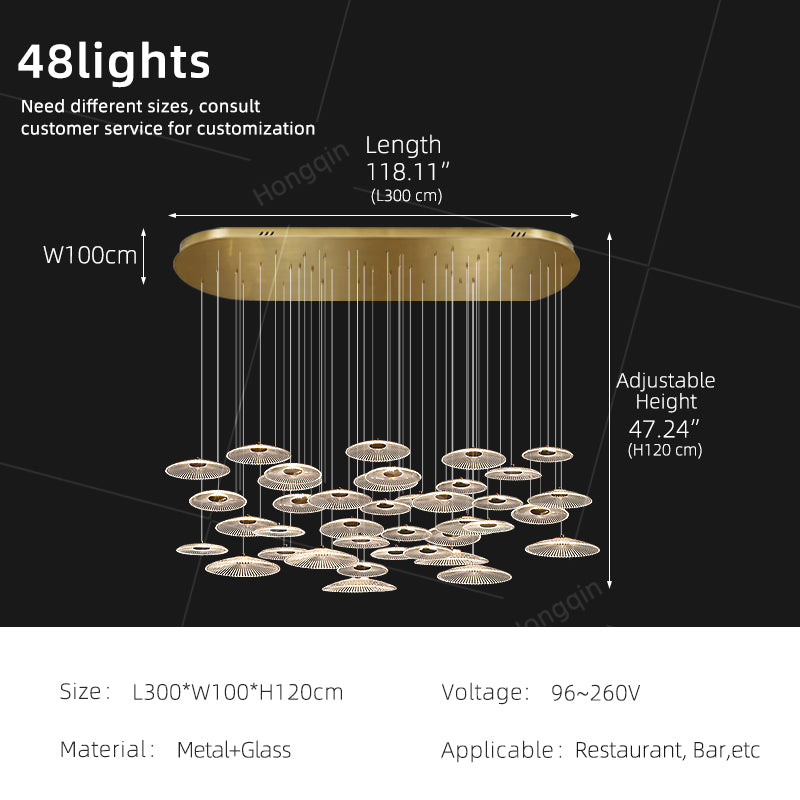 Modern Luxury Glass Chandelier Bar Kitchen Island Table Ripple Water Glass Pendant Lamp Art High Ceiling Hanging Lights