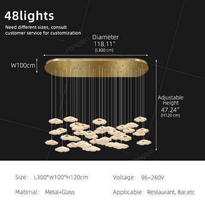Modern Luxury Glass Chandelier Art Dining Room Island Bar Pendant Lamp Kitchen High Ceiling Hanging Lights