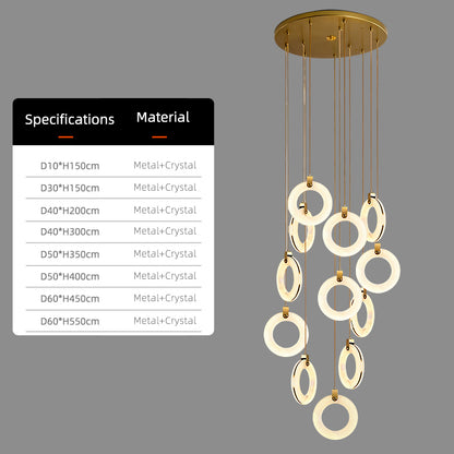 Stair Chandelier Nordic Minimalist Marble Staircase Pendant Light Villa Staircase High Ceiling Chandelier Luxury Lighting