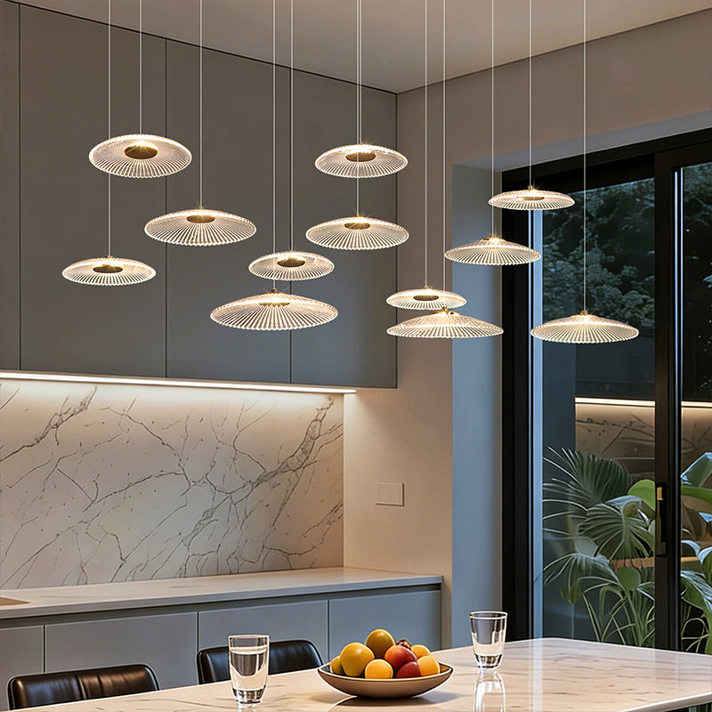 Modern Luxury Glass Chandelier Bar Kitchen Island Table Ripple Water Glass Pendant Lamp Art High Ceiling Hanging Lights