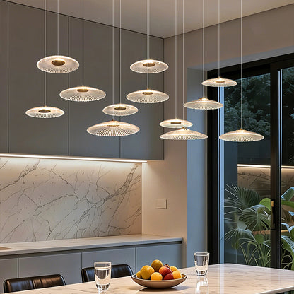 Modern Luxury Glass Chandelier Bar Kitchen Island Table Ripple Water Glass Pendant Lamp Art High Ceiling Hanging Lights