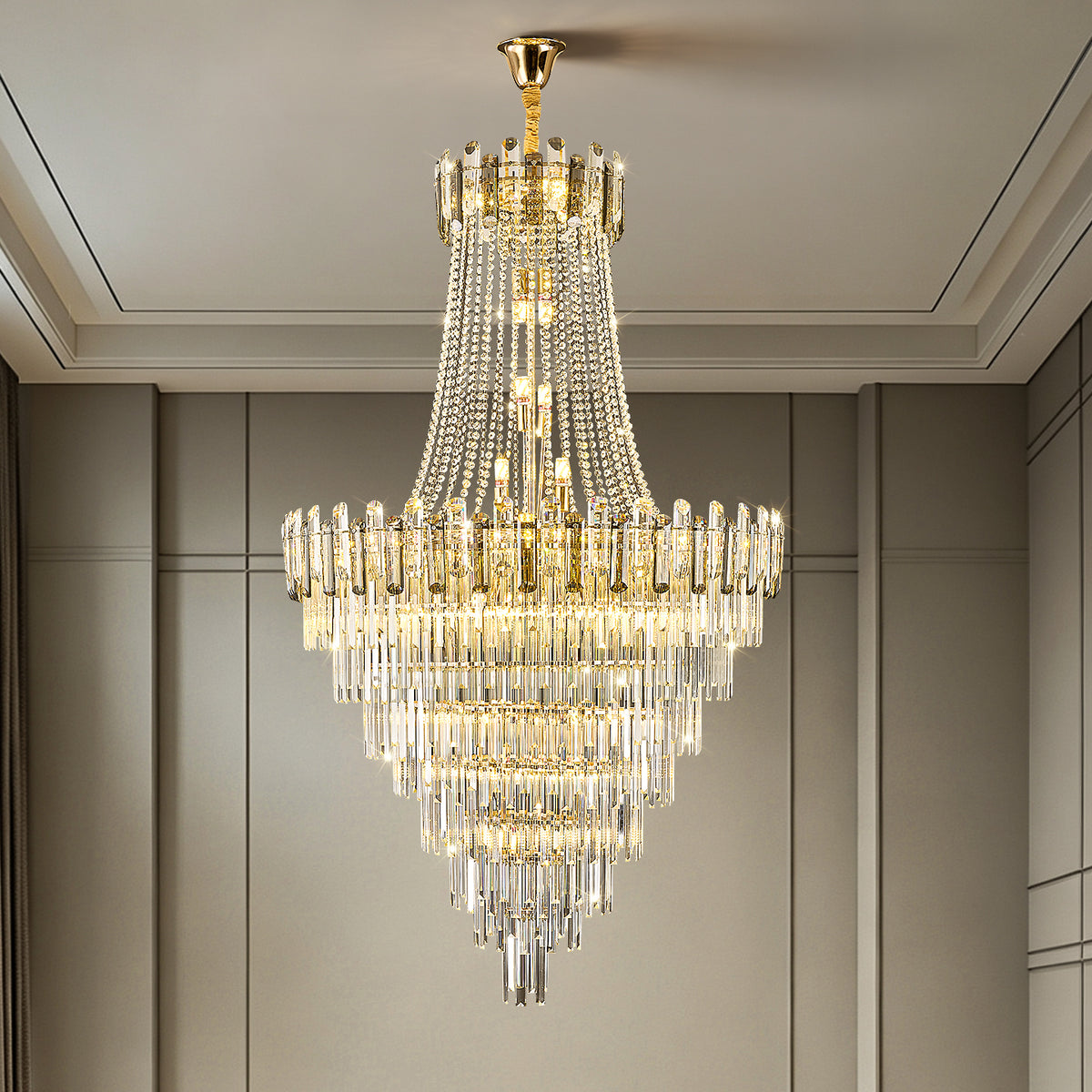 Luxury Duplex Loft Villa Living Room Chandelier
