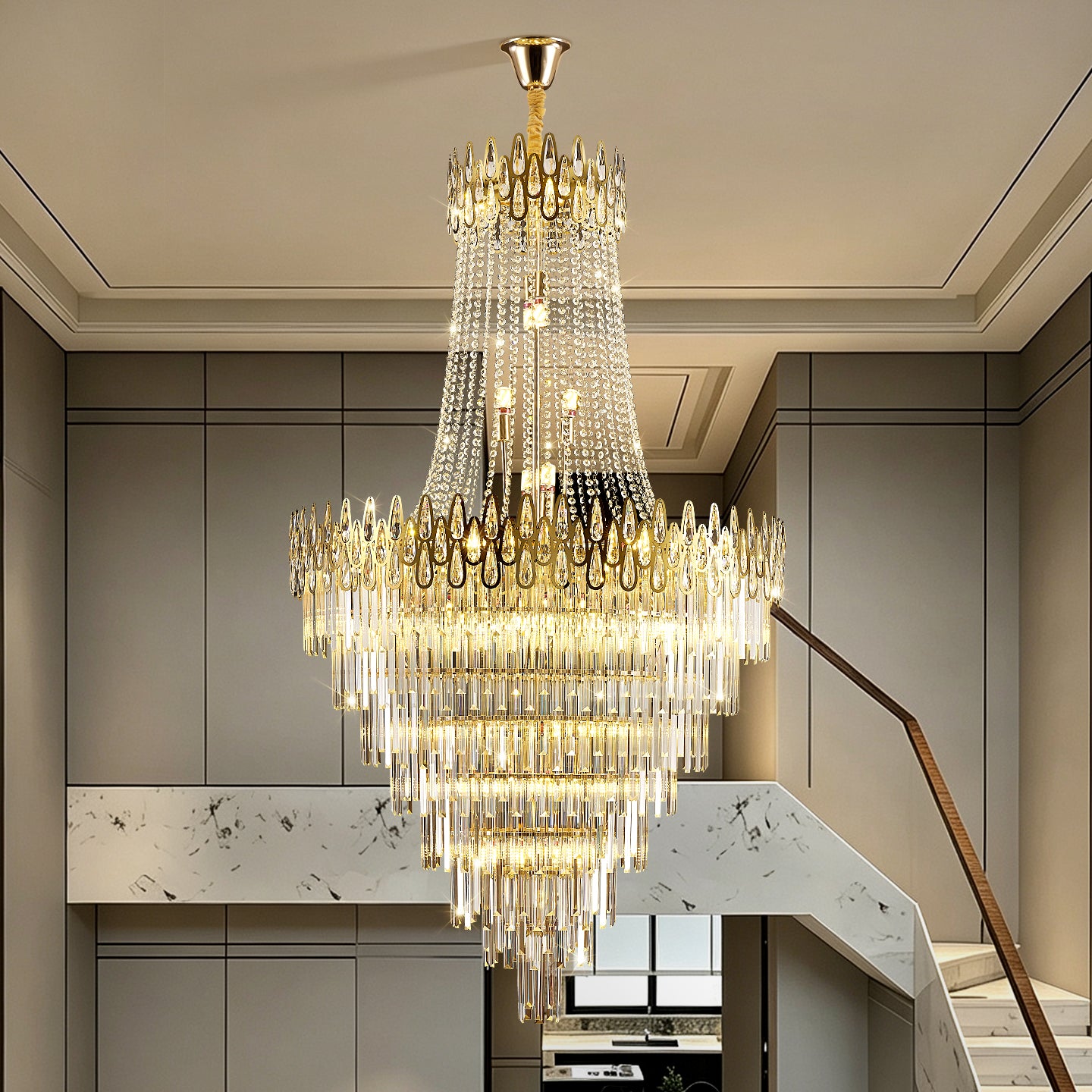 Luxury Villa Hall Duplex Loft Staircase Pendant Light