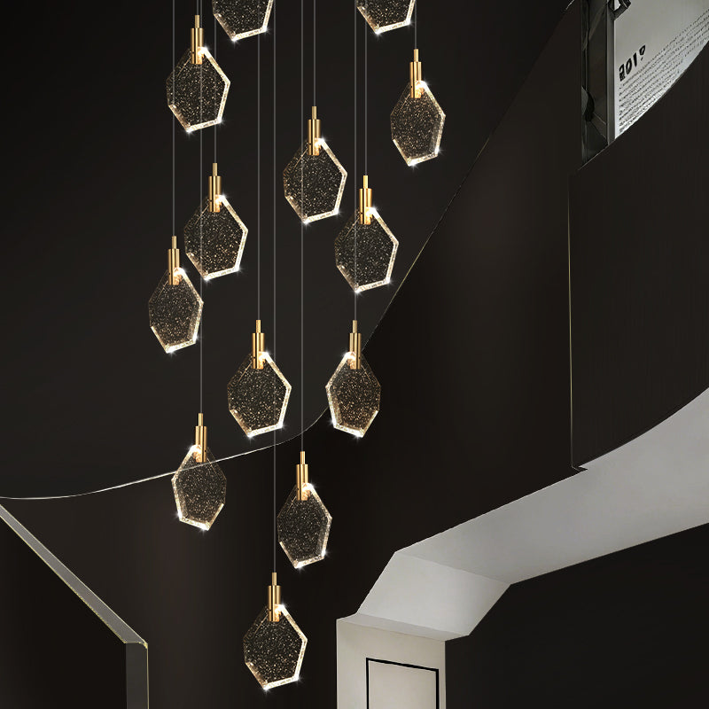Modern Crystal Stair Suspended Villa LED Stair Pendant Light