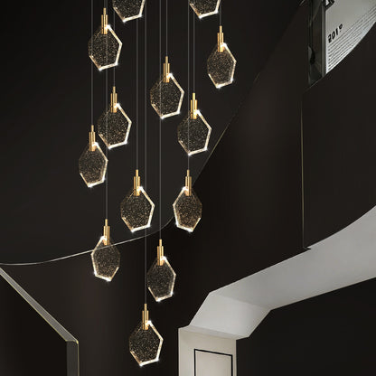 Modern Crystal Stair Suspended Villa LED Stair Pendant Light