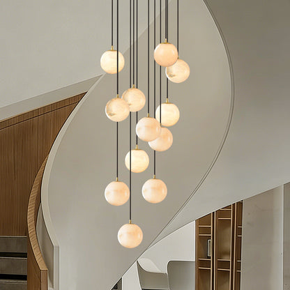Luxury Marble High Minimalist Long Chandelier