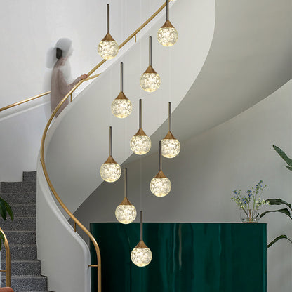 Modern Villa Loft Crystal LED Stair Chandelier