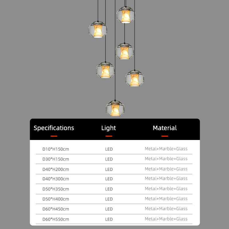 Stair Chandelier Nordic Pendent Light Minimalist Marble Ceiling Hanging Lamp Sitting Room Villa Staircase Chandelier Lighting