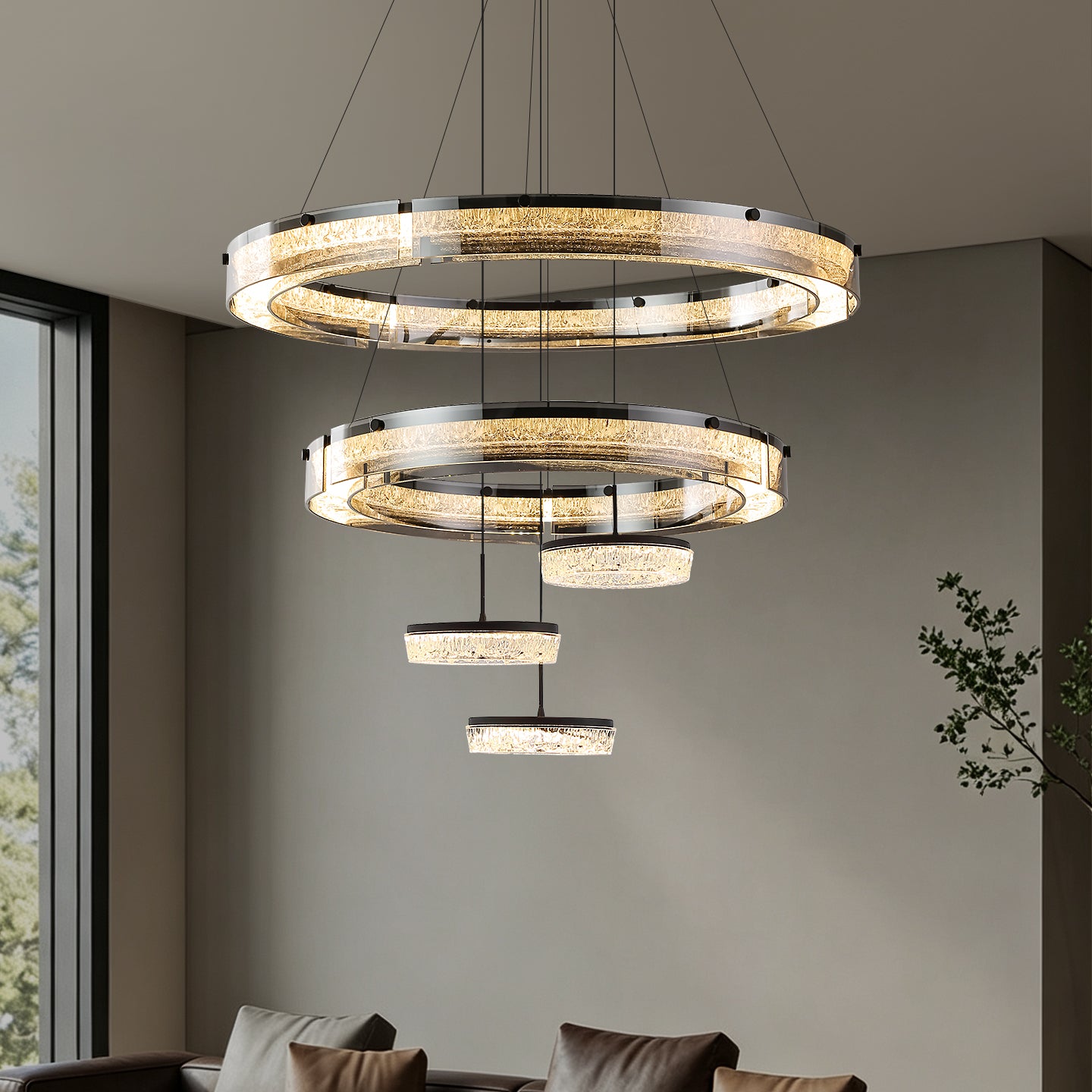 Luxury LED Ring Living Room Hanging Lamp