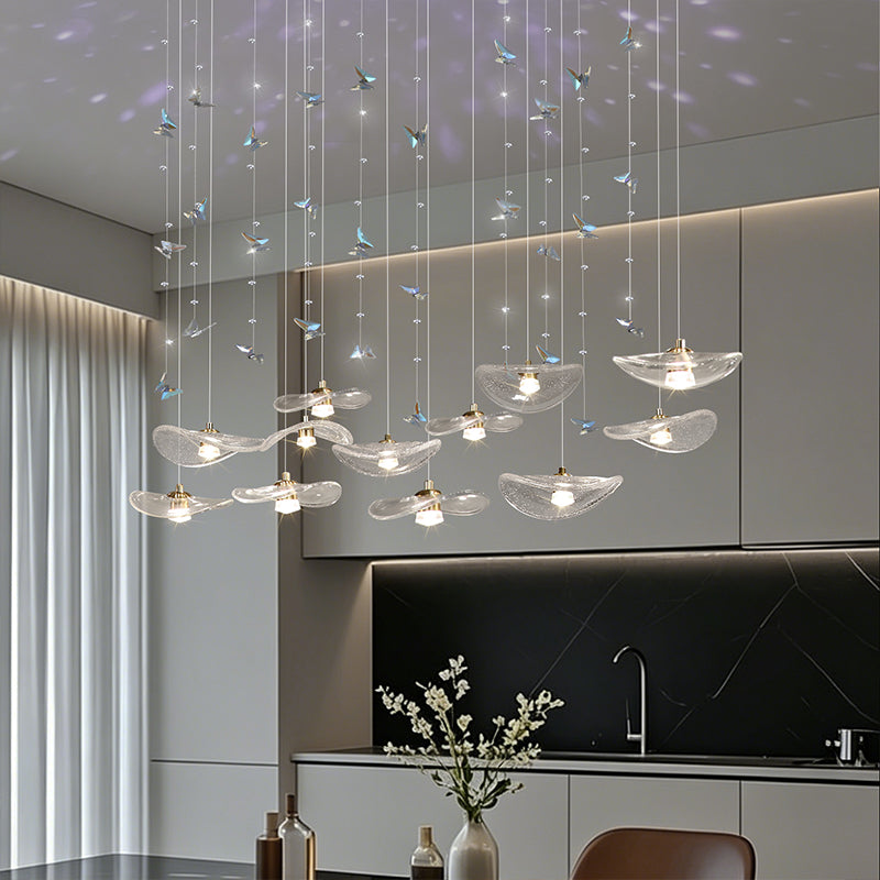 Restaurant Pendant Light Modern Villa Loft Chandelier Designer Lotus Leaf Glass Ceiling Hanging Chandelier