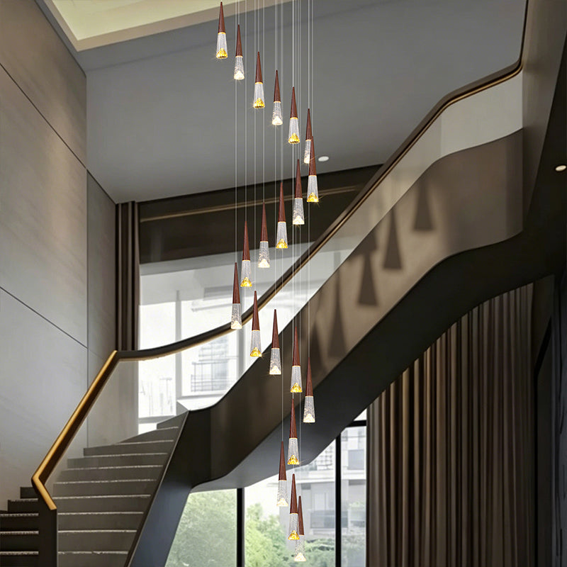 Staircase Hanging Light Rotating Staircase Crystal Chandelier Hanging Lamp Hall Villa High Ceiling Long Pendant Light Lighting