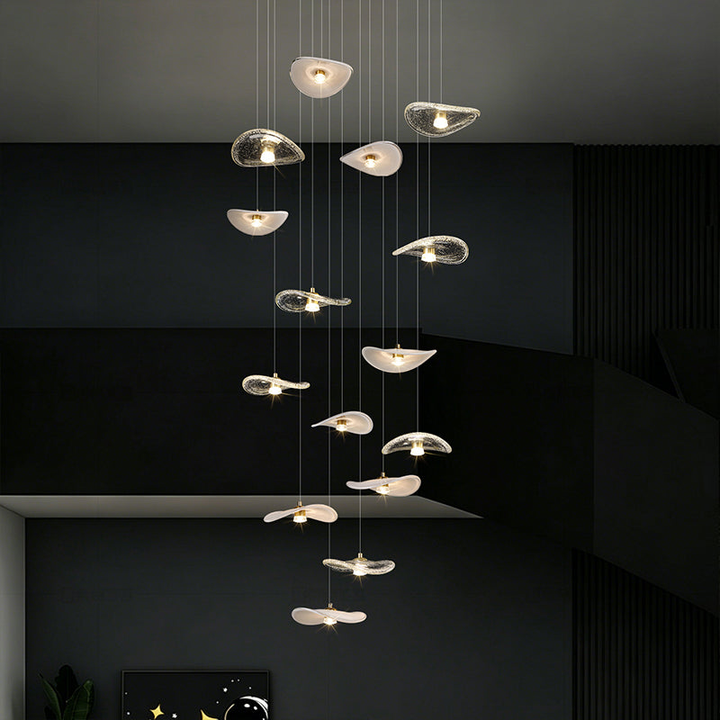 Stair Light LED Glass Chandelier Modern Pendant Light for Living Restaurant Staircase Long Villa Hote Luxury Stairwell Lighting