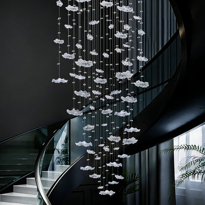 Stair Lighting Chandelier Villa Staircase High Ceiling Chandelier Glass Duplex Loft Hanging Lamp Long Pendant Light Staircase