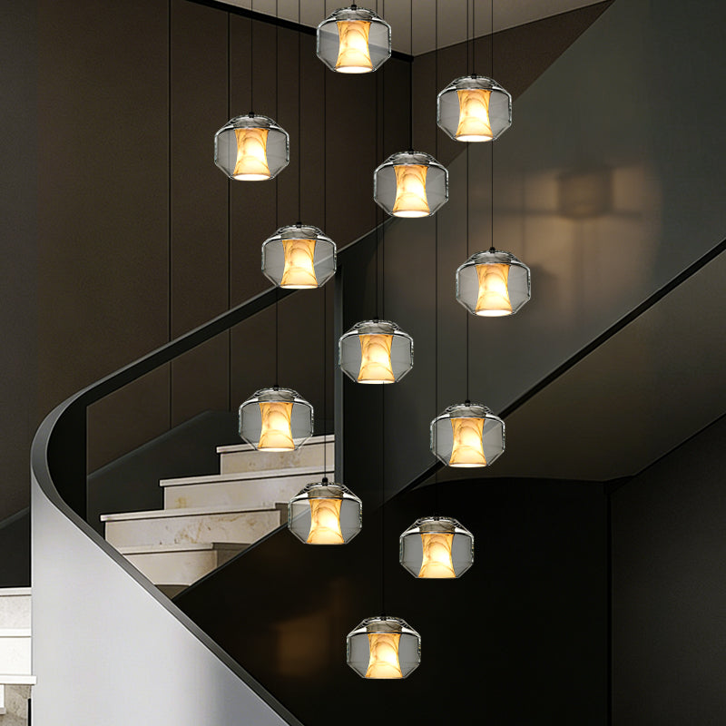 Stair Chandelier Nordic Pendent Light Minimalist Marble Ceiling Hanging Lamp Sitting Room Villa Staircase Chandelier Lighting