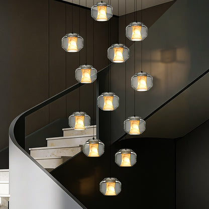 Stair Chandelier Nordic Pendent Light Minimalist Marble Ceiling Hanging Lamp Sitting Room Villa Staircase Chandelier Lighting