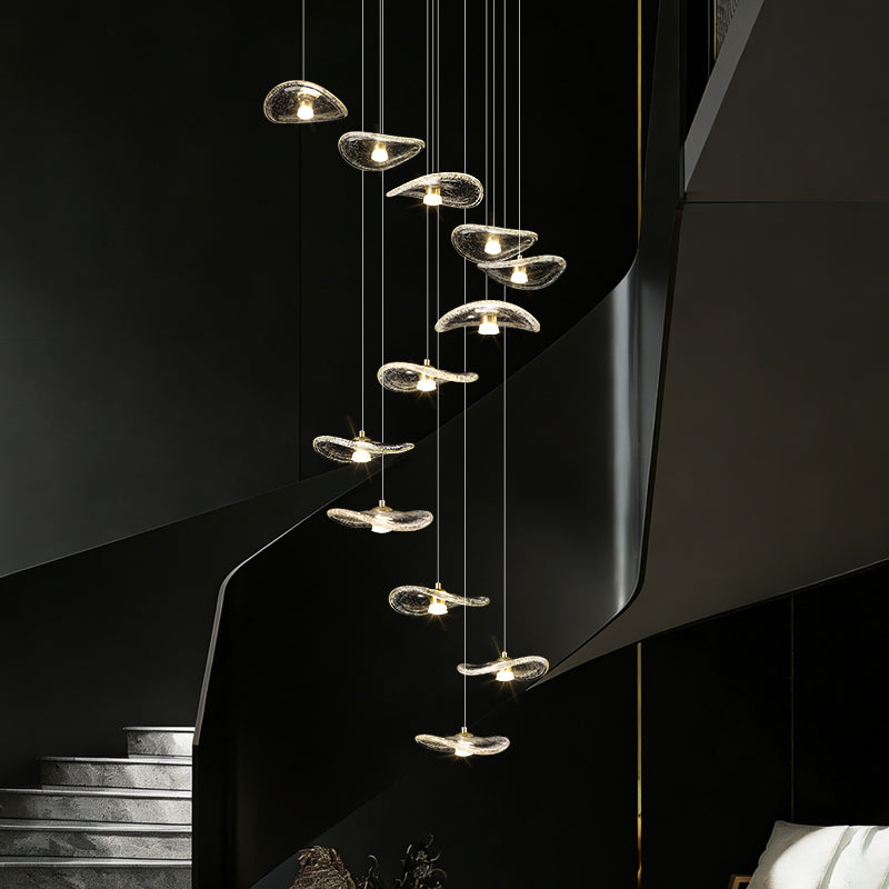 Indoor Rotating Staircase Hanging Lights Nordic Minimalist Villa Staircase Glass High Ceiling Chandelier Luxury Lighting
