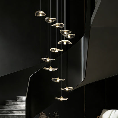 Indoor Rotating Staircase Hanging Lights Nordic Minimalist Villa Staircase Glass High Ceiling Chandelier Luxury Lighting