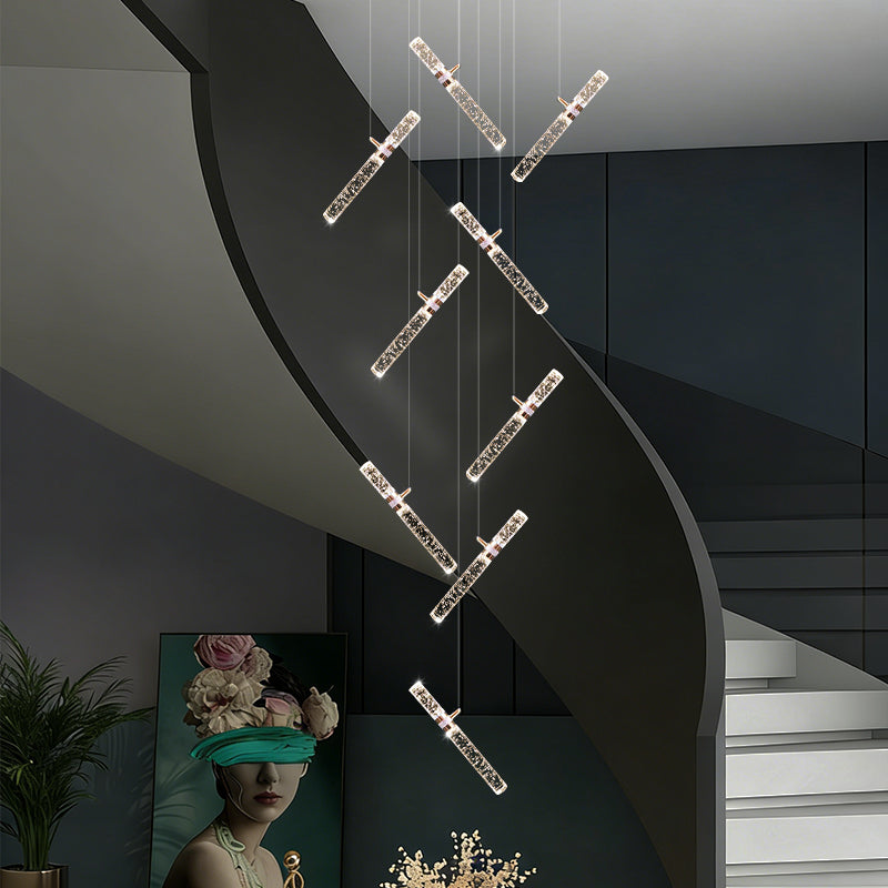 Stair Luxury LED  Duplex Building Villa Chandelier