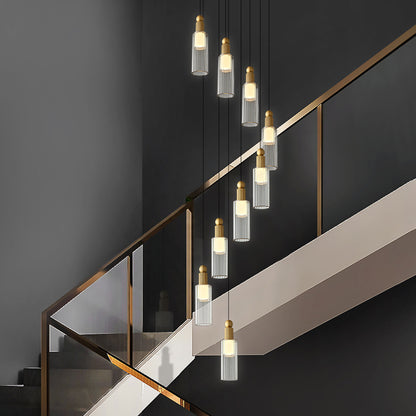 Modern Glass Chandelier for Stairs Sitting Room Villa Staircase Chandelier High Ceiling Pendant Lights Staircase Hanging Lamp