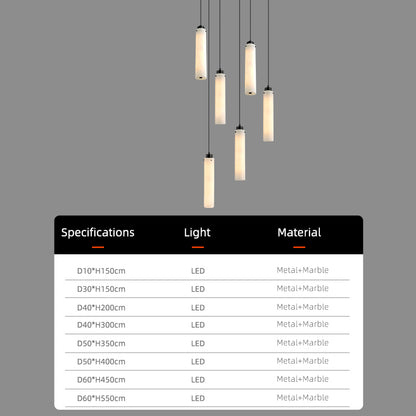 Marble Pendant Light for Stair Sitting Room Villa Staircase Chandelier Duplex Loft Chandelier High Ceiling Hanging Lights Lustre
