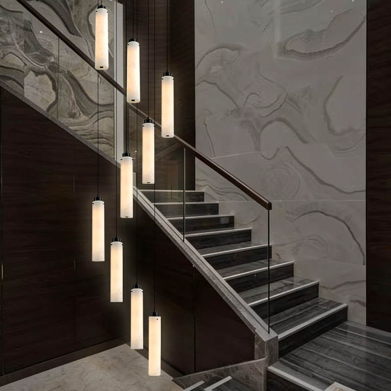 Marble Pendant Light for Stair Sitting Room Villa Staircase Chandelier Duplex Loft Chandelier High Ceiling Hanging Lights Lustre