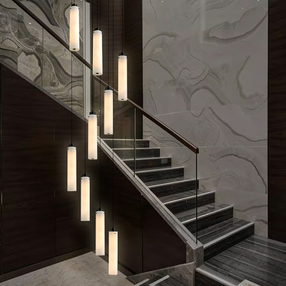 Marble Pendant Light for Stair Sitting Room Villa Staircase Chandelier Duplex Loft Chandelier High Ceiling Hanging Lights Lustre
