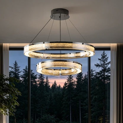 Modern Double Ring LED Suspension Chandelier