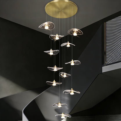 Stair Chandelier Luxury Nordic Minimalist Glass Staircase Chandelier Lighting Villa Staircase High Ceiling Chandelier
