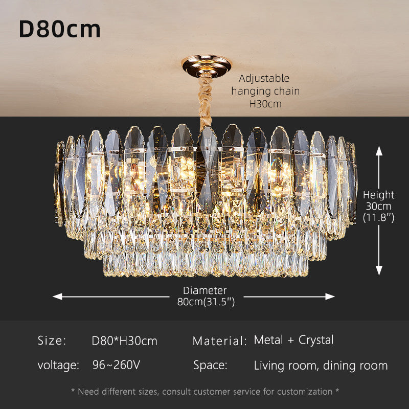 Luxury LED Ring Crystal Living Room Hanging Lamp