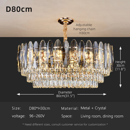 Luxury LED Ring Crystal Living Room Hanging Lamp