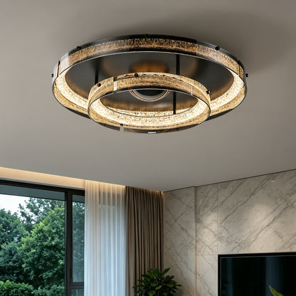 Modern Double Layer Circular Glass LED Ceiling Flush
