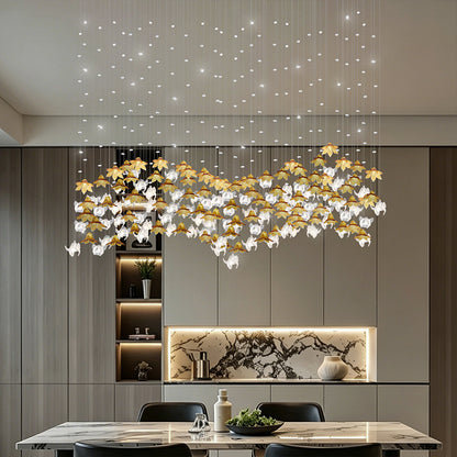 Dining Room Chandeliers Modern Villa Dining Table Island Pendant Lamp Creative Glass Flower Hanging Lamp