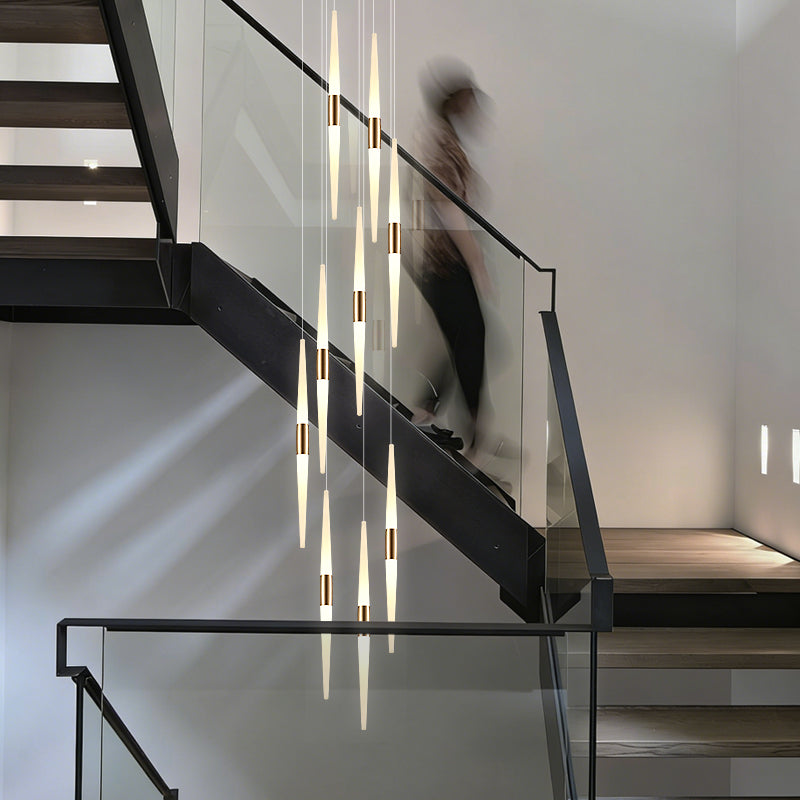 Acrylic Design Ceiling Stair Pendant Lamp Lighting Luxury Fixture Chandelier Long Staircase Chandelier Lustre Hanging Light