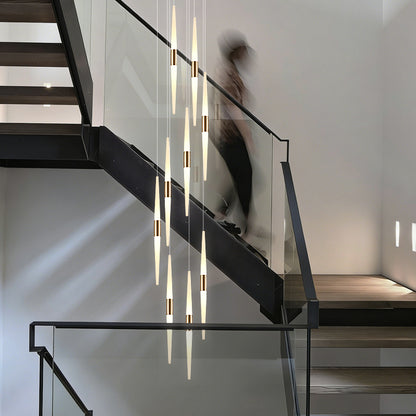 Acrylic Design Ceiling Stair Pendant Lamp Lighting Luxury Fixture Chandelier Long Staircase Chandelier Lustre Hanging Light
