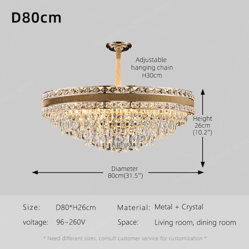 Modern Luxury Gold Iron Crystal Chandelier
