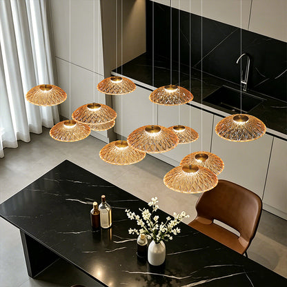 Luxury Ripple Water Glass Chandelier Living Room Kitchen High Ceiling Hanging Lights Art Dining Room Island Bar Pendant Lamp