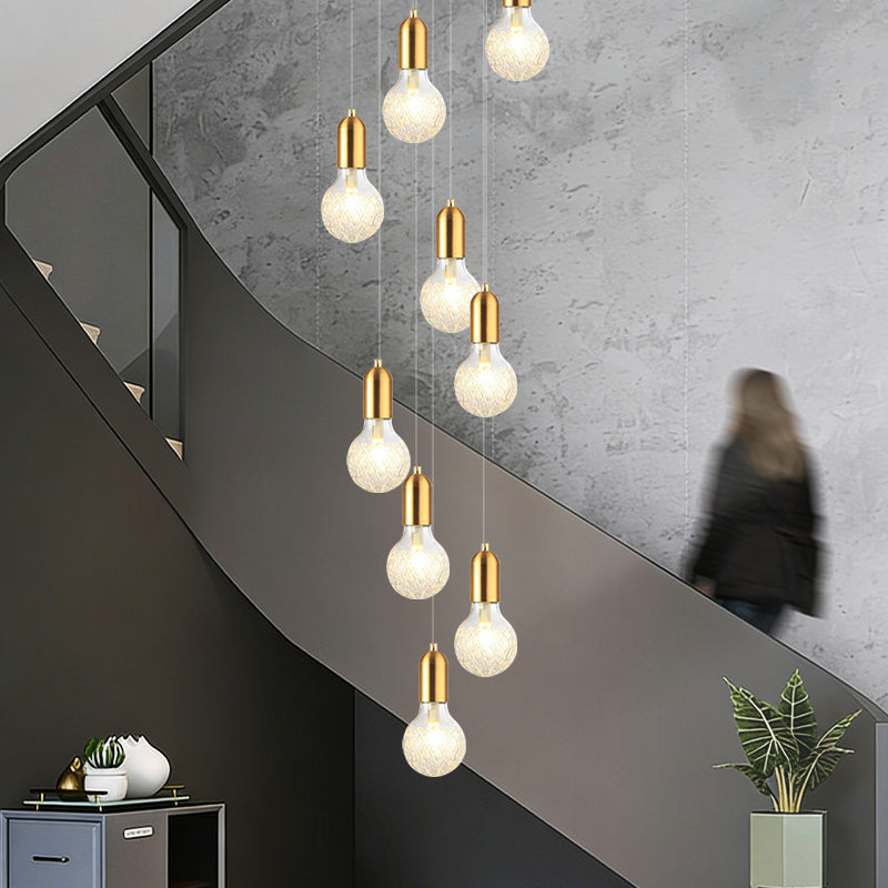 Modern Luxury Long Glass Stairs Chandelier
