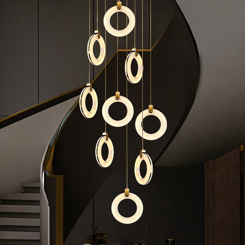 Stair Chandelier Nordic Minimalist Marble Staircase Pendant Light Villa Staircase High Ceiling Chandelier Luxury Lighting