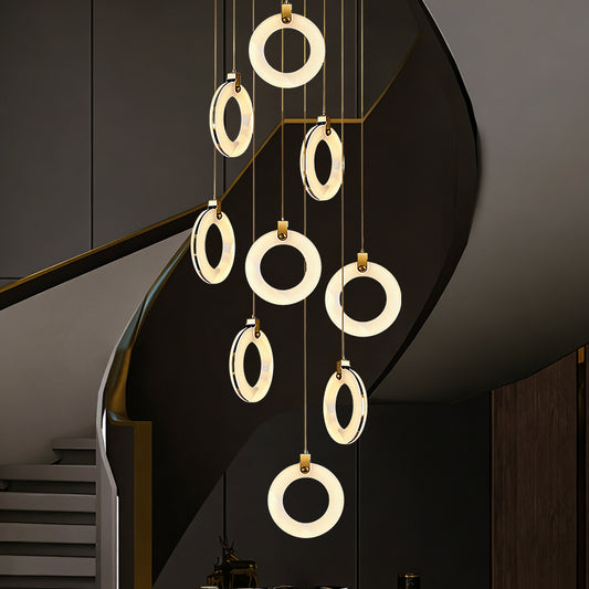 Stair Chandelier Nordic Minimalist Marble Staircase Pendant Light Villa Staircase High Ceiling Chandelier Luxury Lighting