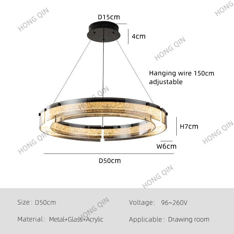 Modern Double Ring LED Suspension Chandelier