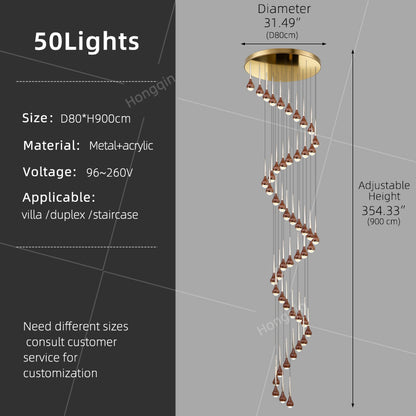 Stairs Chandelier Minimalist Modern Lighting Living Room Pendant Light Lustre High Ceiling Long Staircase Chandelier