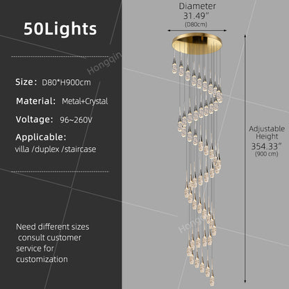 Modern Staircase Pendant Light Luxury Villa Attic Restaurant Suspended Ceiling Ceiling Light Designer Crystal Pendant Light