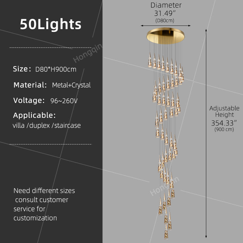 Modern Crystal Chandelier Loft Pendant Light Chandelier for Stairs Designer Pendant Lamp Suspension Ceiling Light