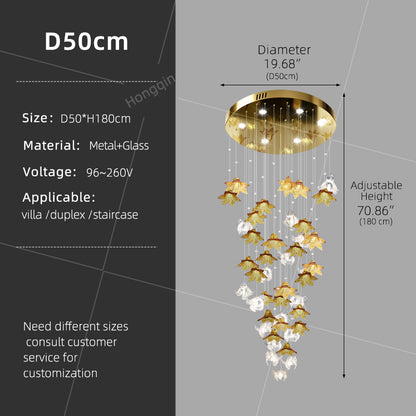 Dining Room Chandeliers Modern Villa Dining Table Island Pendant Lamp Creative Glass Flower Hanging Lamp