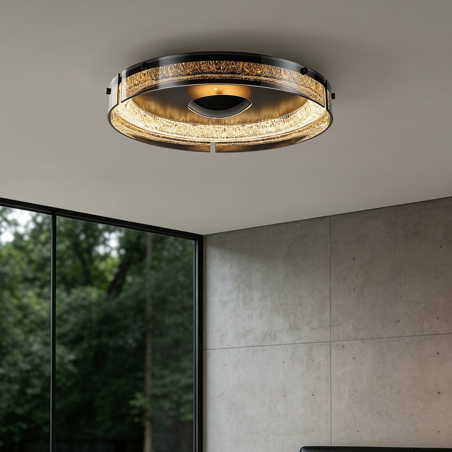 Modern Double Layer Circular Glass LED Ceiling Flush