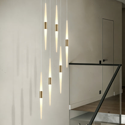 Acrylic Design Ceiling Stair Pendant Lamp Lighting Luxury Fixture Chandelier Long Staircase Chandelier Lustre Hanging Light