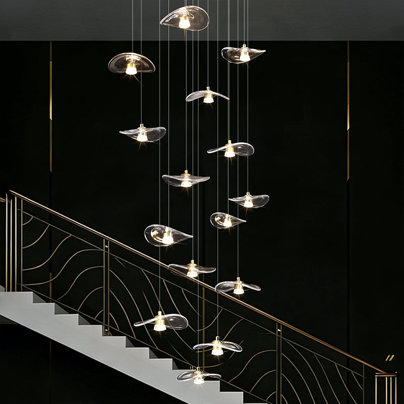 Stair Chandelier Luxury Nordic Minimalist Glass Staircase Chandelier Lighting Villa Staircase High Ceiling Chandelier