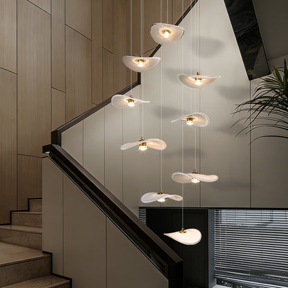 Modern Staircase High Ceiling Chandelier Rotating Glass Chandelier Light Villa Duplex Loft Hanging Lamp