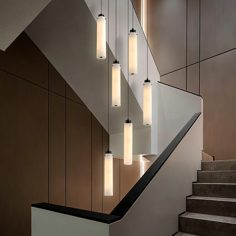 Marble Pendant Light for Stair Sitting Room Villa Staircase Chandelier Duplex Loft Chandelier High Ceiling Hanging Lights Lustre